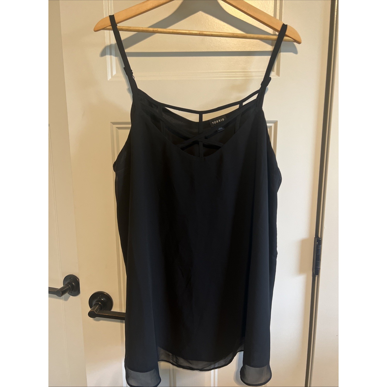 Torrid Tank Top 2 Black Lightweight Flowy Lined Layered V Neck